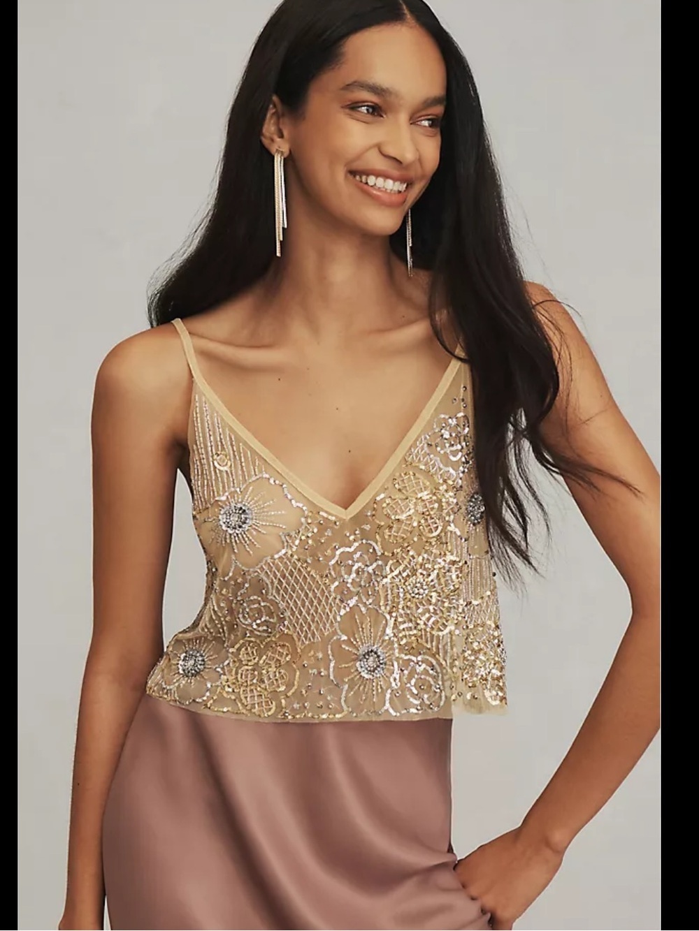 Anthropologie Sheer Sequin Cami Tank- size XS/S